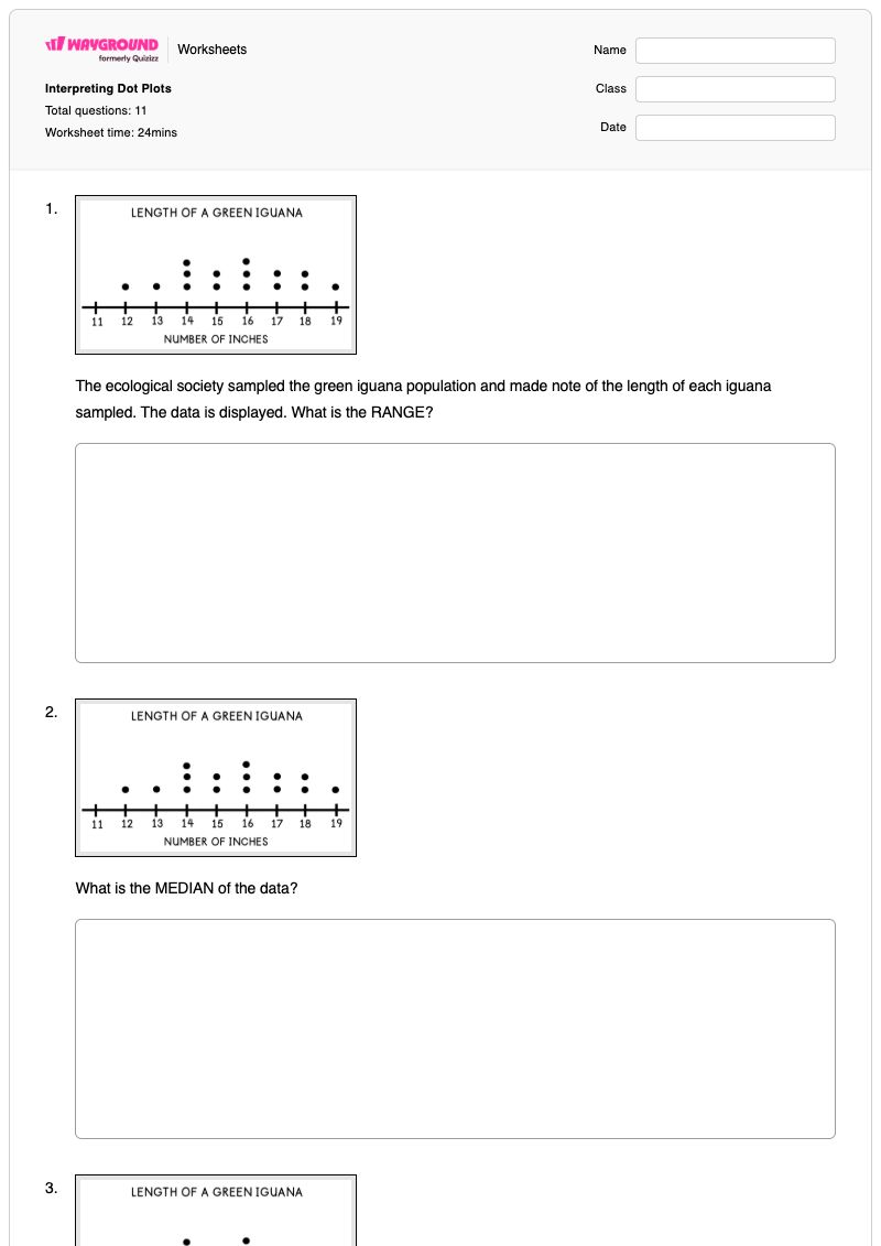 Interpreting Dot Plots - พิมพ์ได้ Interpreting-linear-graphs เวิร์กชีท ระดับ 6 - Wayground