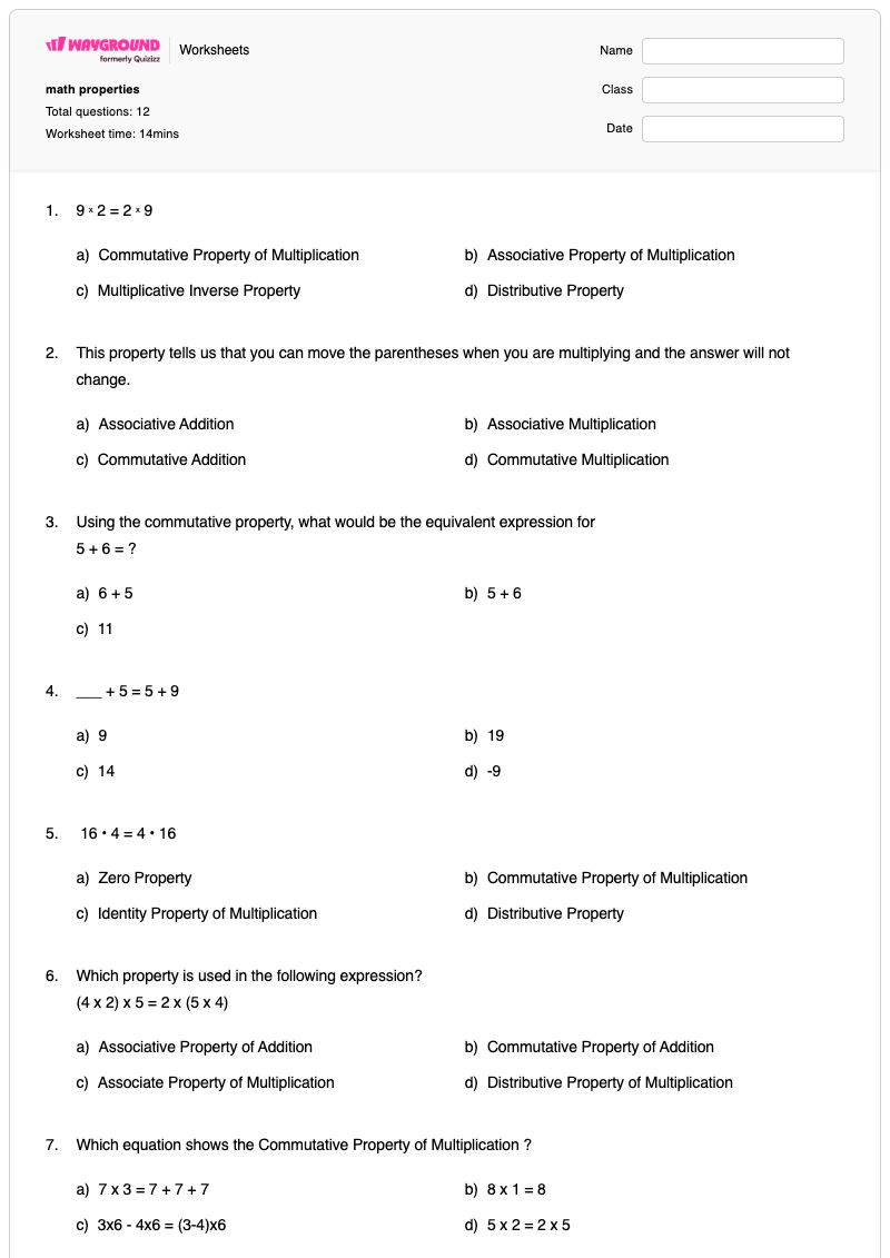 math properties - Printable Distributive-property-of-multiplication Worksheets Grade 3 - Wayground