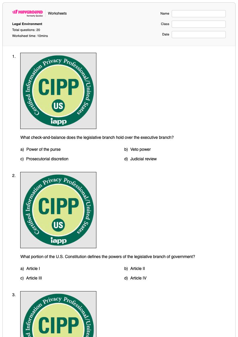 Legal Environment - Printable Rights-and-responsibilities Worksheets - Wayground