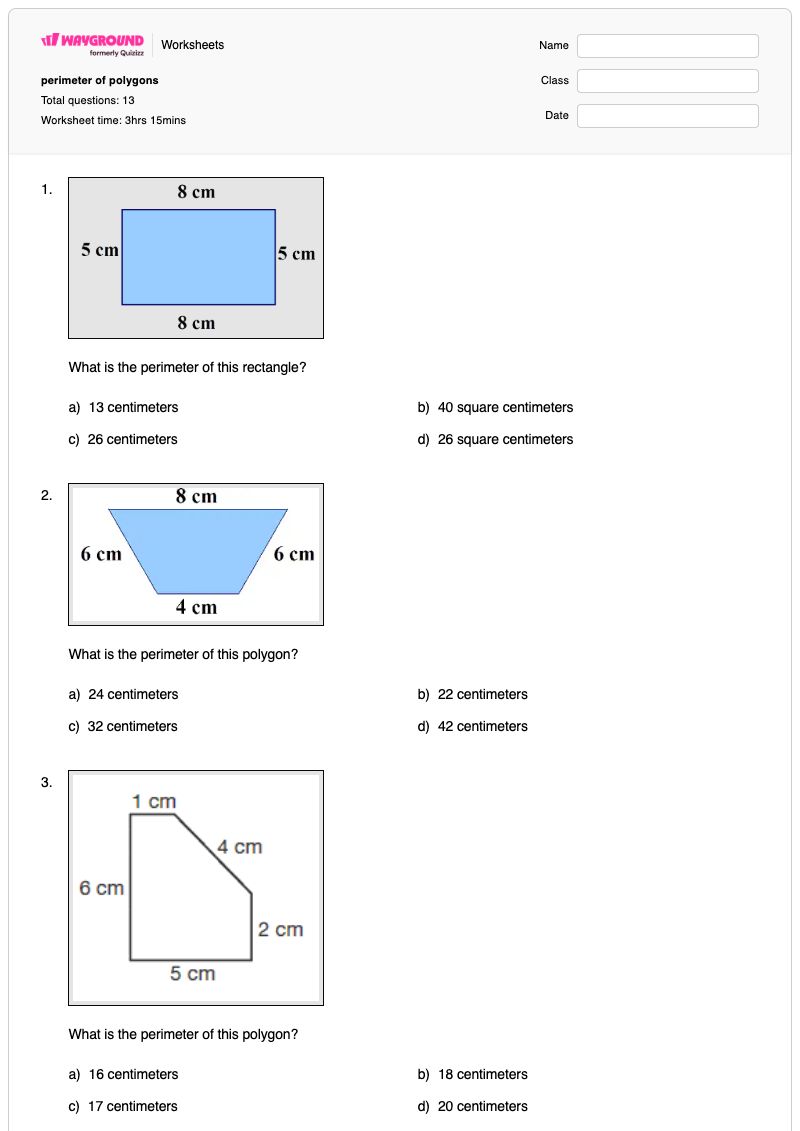 perimeter of polygons - Printable Perimeter Worksheets - Wayground