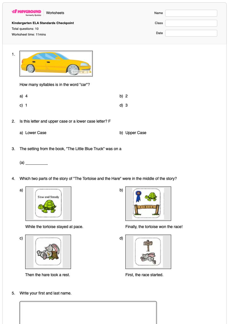 Kindergarten ELA Standards Checkpoint - Printable Letter-reversal Worksheets Kindergarten - Wayground