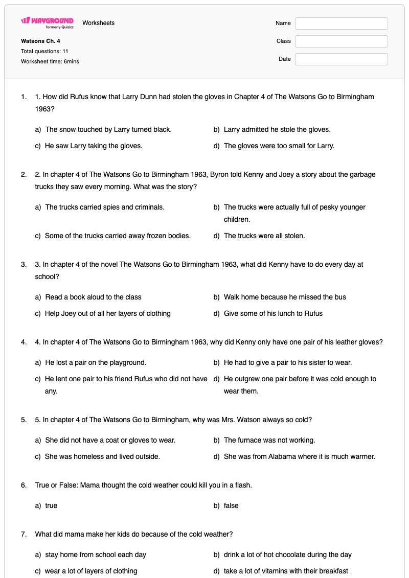 Watsons Ch. 4 - Printable Biology Worksheets - Wayground