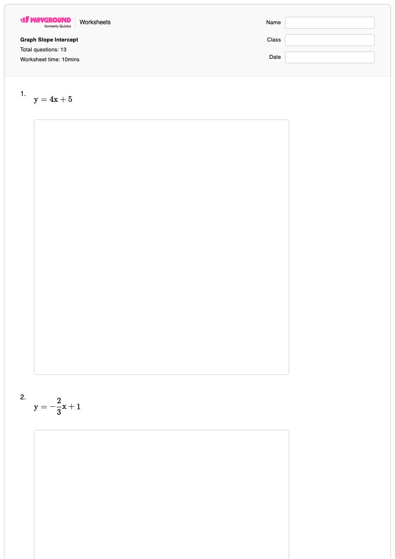 Graph Slope Intercept - Printable Identifying-slope-from-a-graph Worksheets Year 7 - Wayground