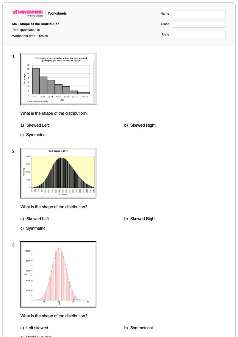 M6 - Shape of the Distribution - Printable Shapes-of-distributions Worksheets Class 7 - Wayground