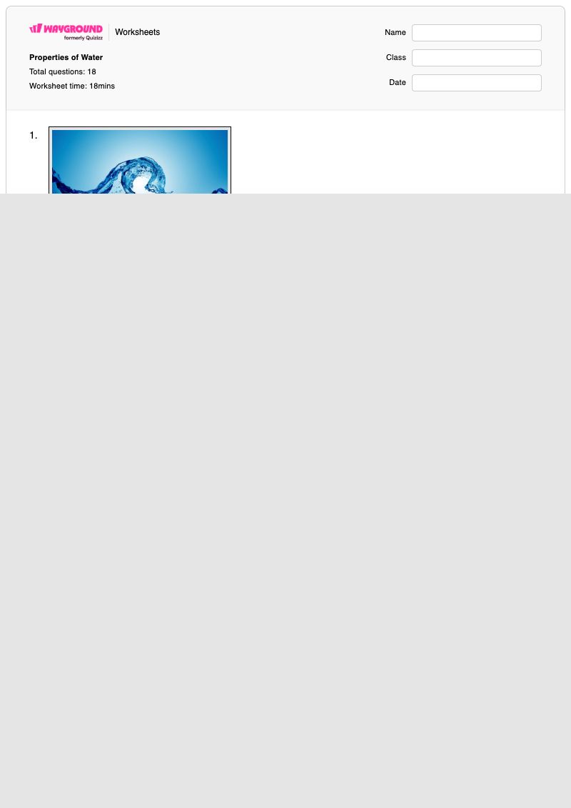 Properties of Water - พิมพ์ได้ การอ่านมิเตอร์ เวิร์กชีท - Wayground