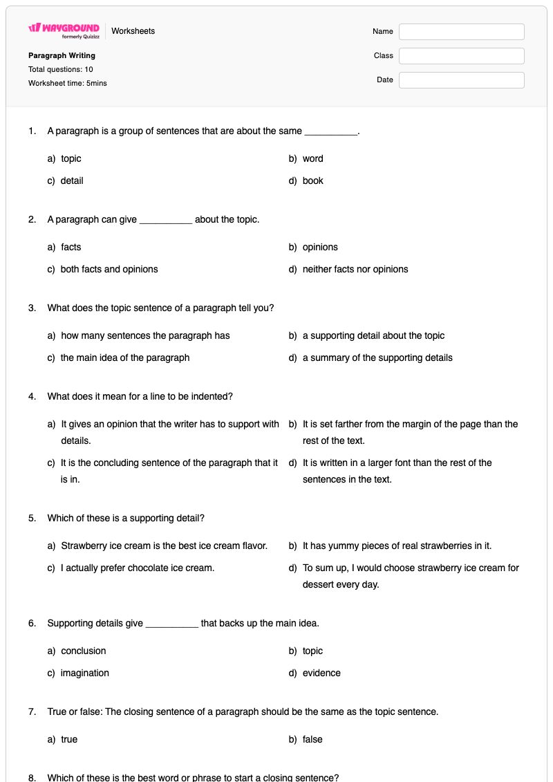 Paragraph Writing - พิมพ์ได้ Cursive-writing เวิร์กชีท - Wayground