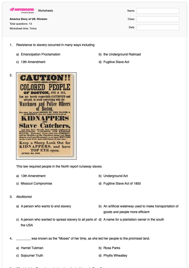 America Story of US: Division - Printable Division Worksheets - Wayground