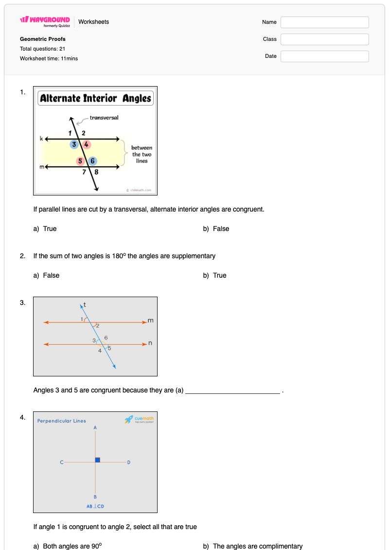 Geometric Proofs - Printable Quadrilateral-proofs Worksheets Year 11 - Wayground