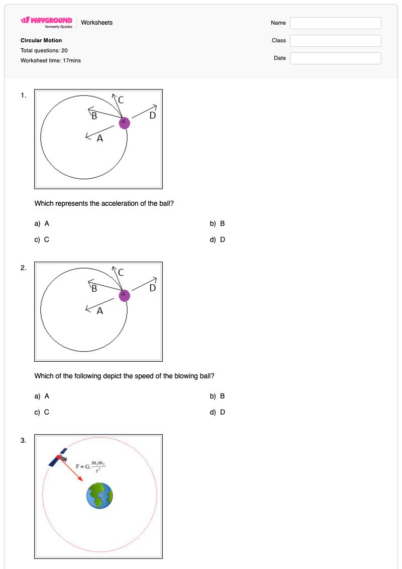 Circular Motion  - พิมพ์ได้ Motion-problems เวิร์กชีท - Wayground