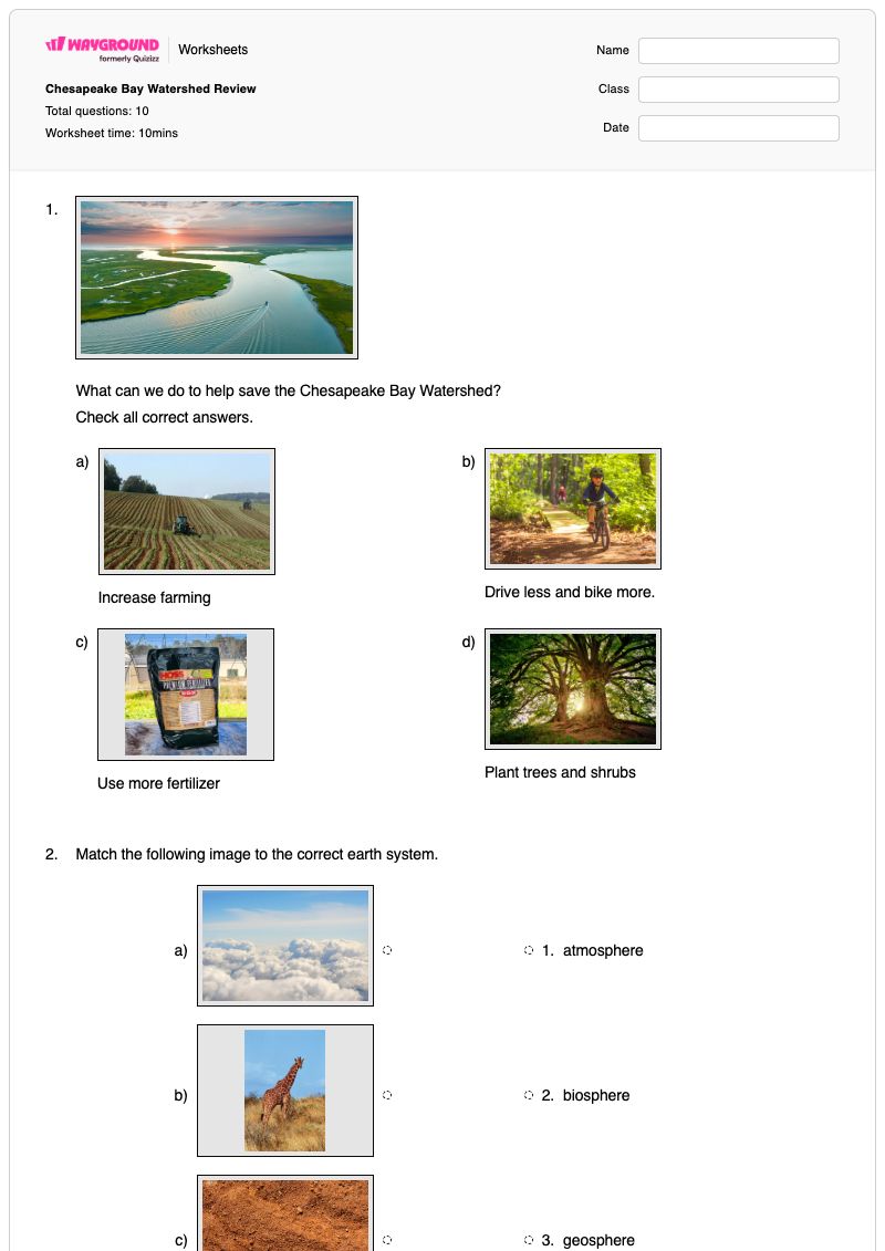 Chesapeake Bay Watershed Review - Printable Prefixes-and-suffixes Worksheets Class 5 - Wayground