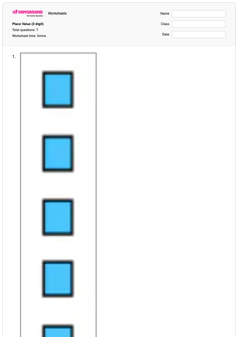 Place Value (3 digit) - Printable Value-of-digits Worksheets - Wayground