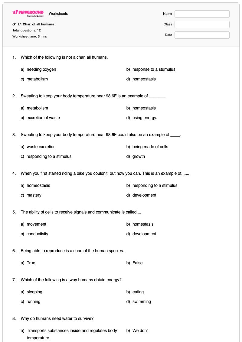 G1 L1 Char. of all humans - Printable The-basics Worksheets - Wayground