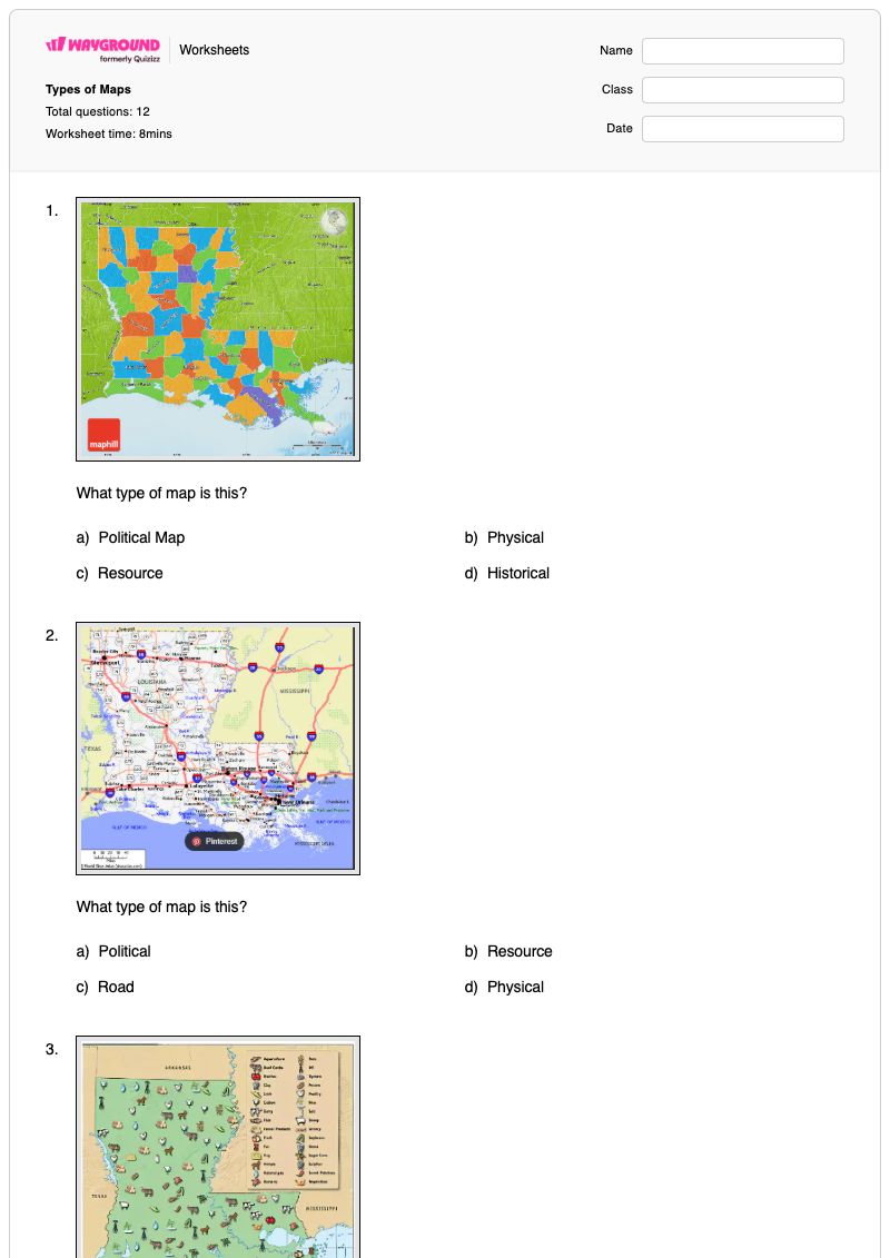 Types of Maps - Printable Political-maps Worksheets Class 3 - Wayground