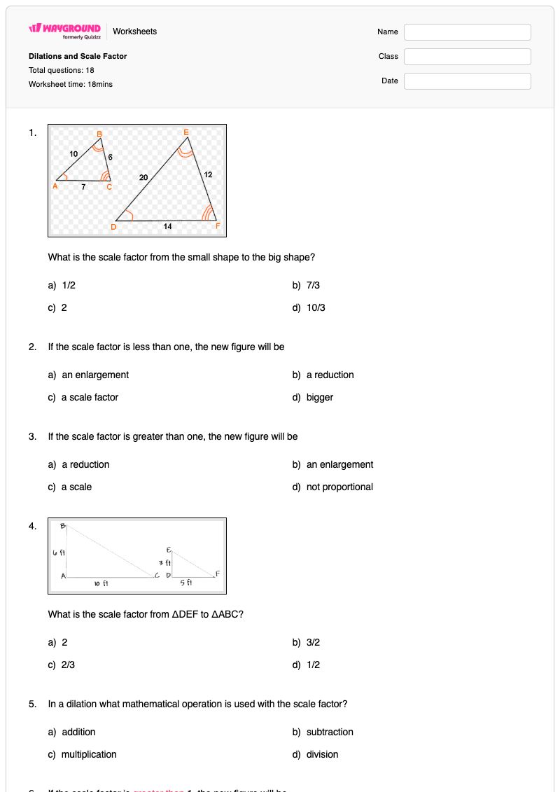 Dilations and Scale Factor - Printable Scale-and-conversions Worksheets Year 10 - Wayground