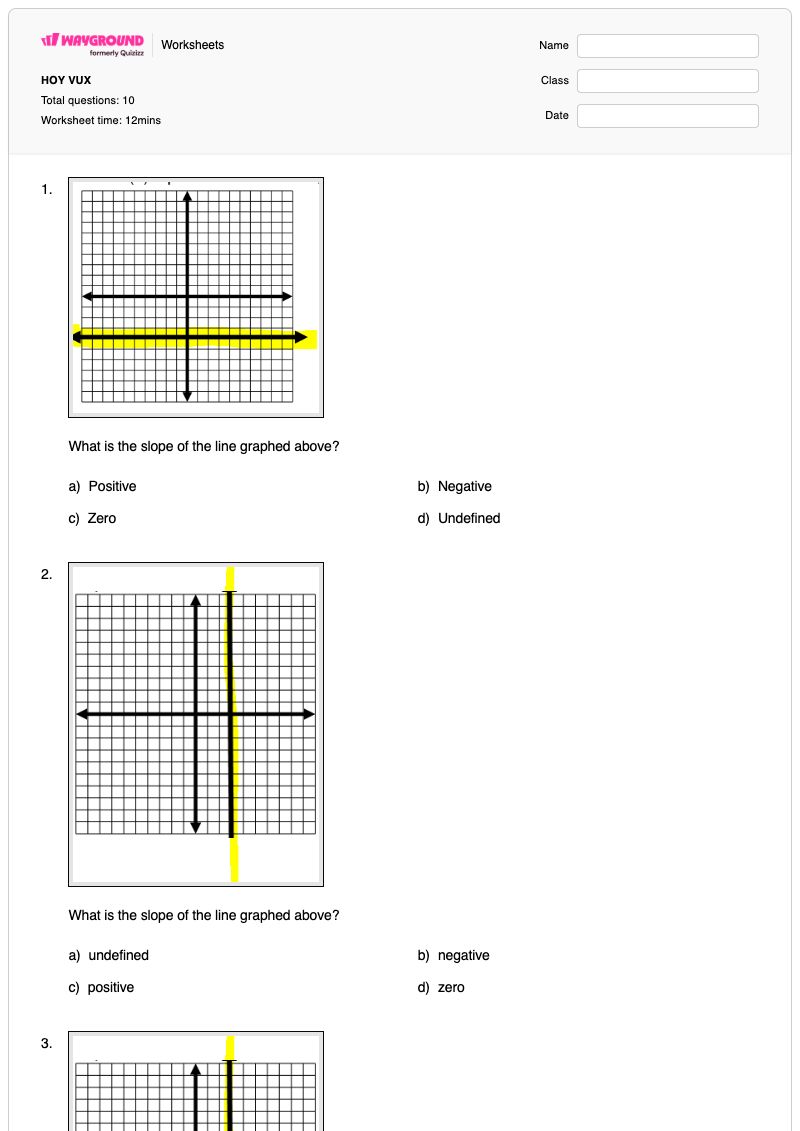 HOY VUX - Printable Equation-of-a-line Worksheets - Wayground