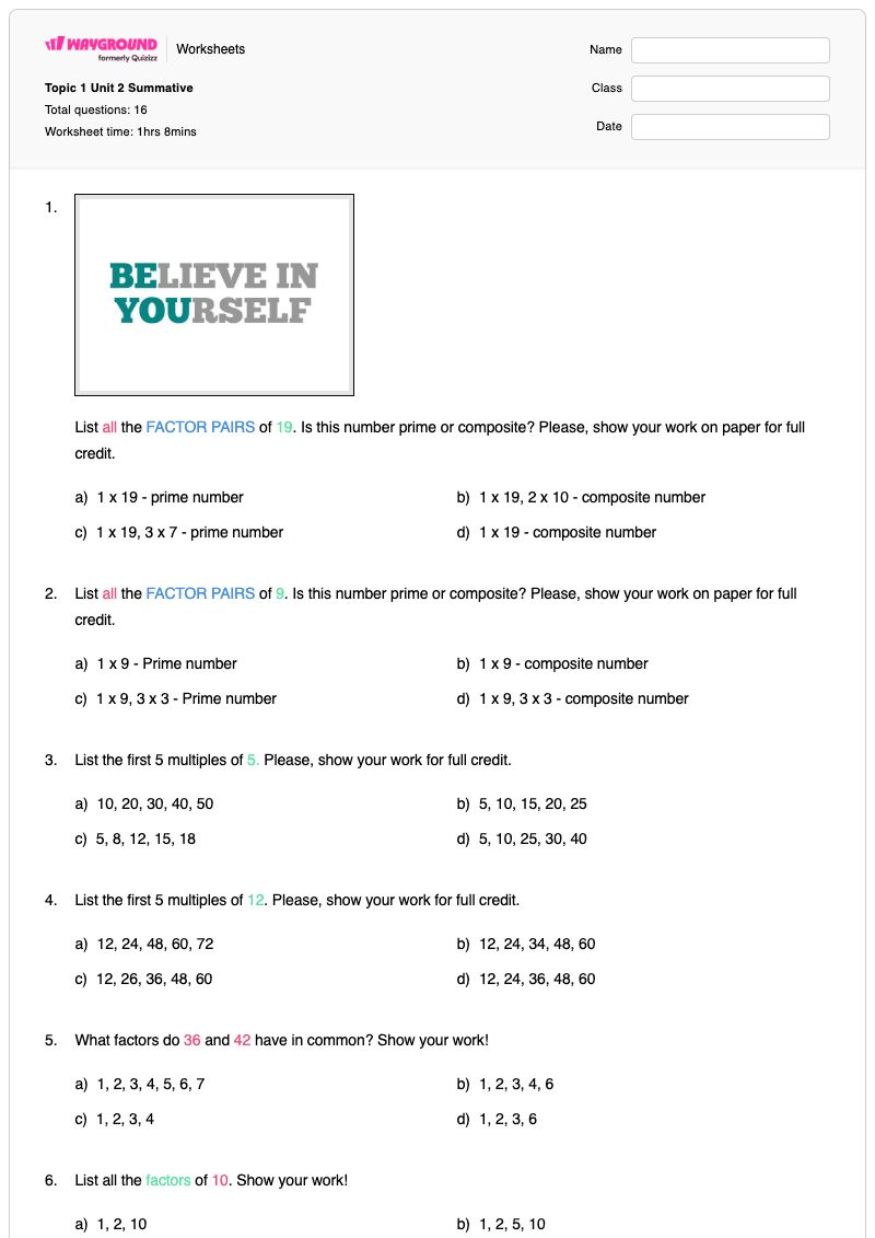 Topic 1 Unit 2 Summative - Printable Functions Worksheets - Wayground