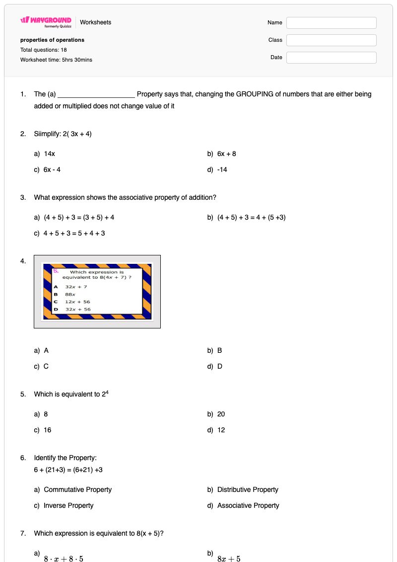 properties of operations - พิมพ์ได้ Properties-of-kites เวิร์กชีท ระดับ 6 - Wayground