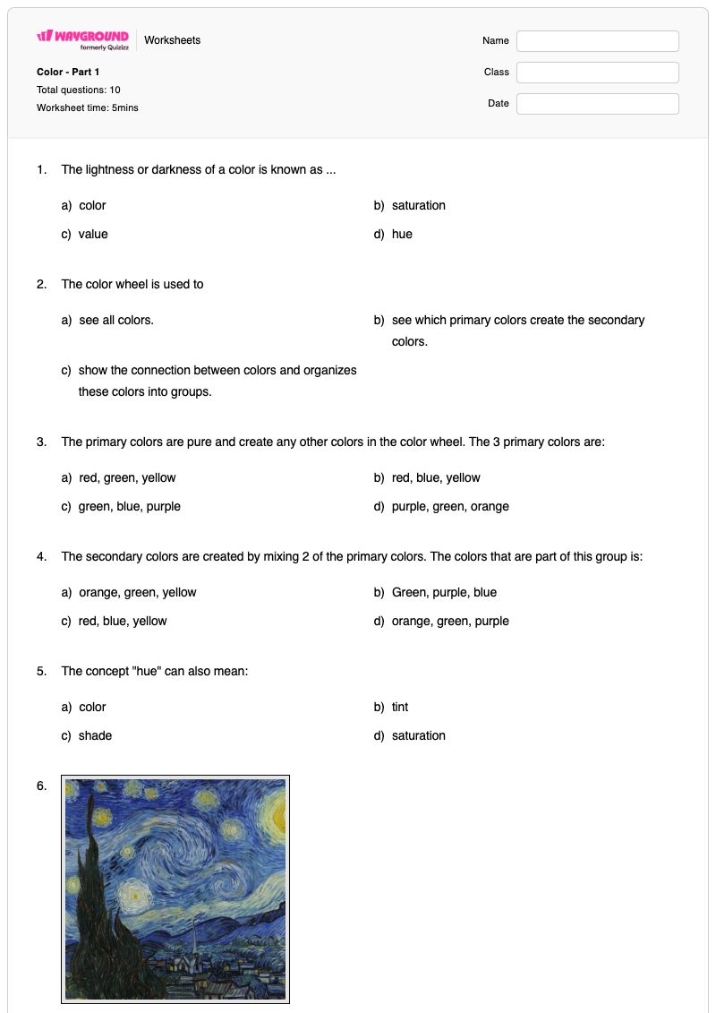 Color - Part 1 - Printable Division Worksheets - Wayground