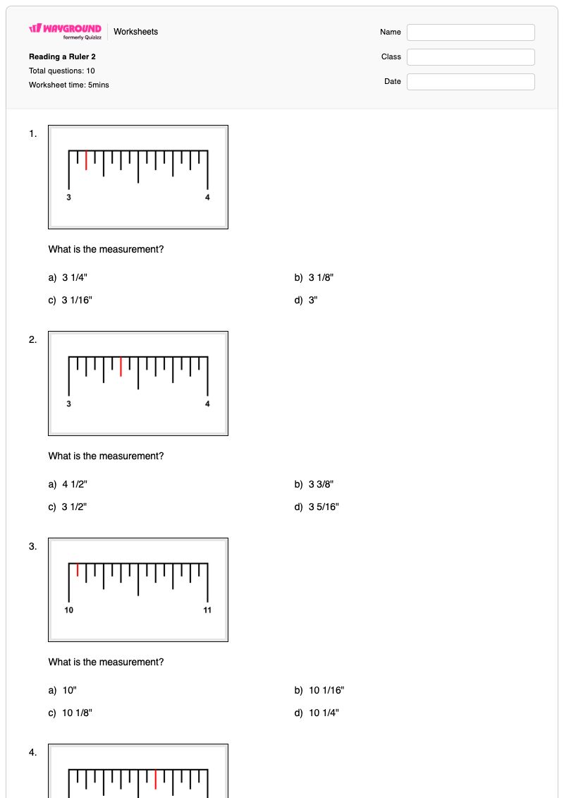 Reading a Ruler 2 - Printable Reading-a-ruler Worksheets Kindergarten - Wayground