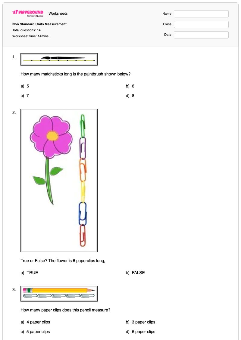 Non Standard Units Measurement - Printable Non-standard-units Worksheets Grade 1 - Wayground