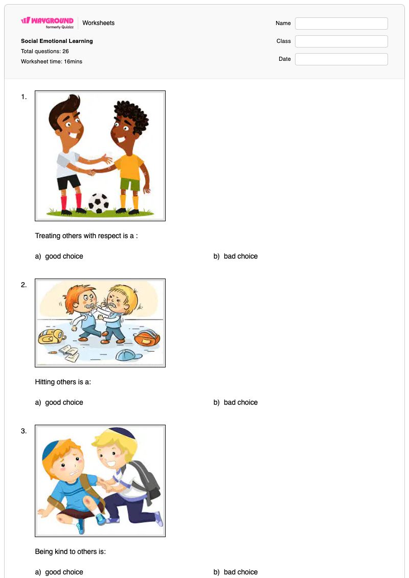 Social Emotional Learning - Printable Social-emotional-learning Worksheets - Wayground