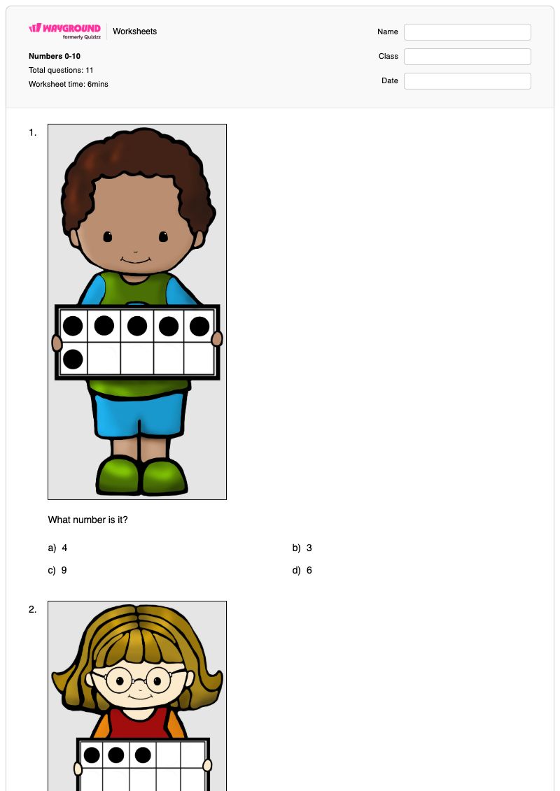 Numbers 0-10 - Printable Numbers-0-10 Worksheets Kindergarten - Wayground