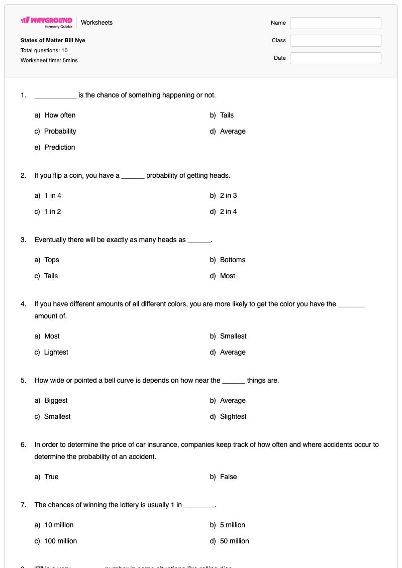 States of Matter Bill Nye - Printable States-of-matter Worksheets - Wayground