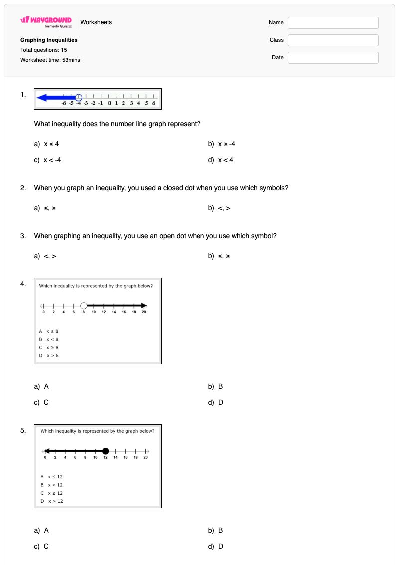 Graphing Inequalities - พิมพ์ได้ Interpreting-linear-graphs เวิร์กชีท ระดับ 7 - Wayground