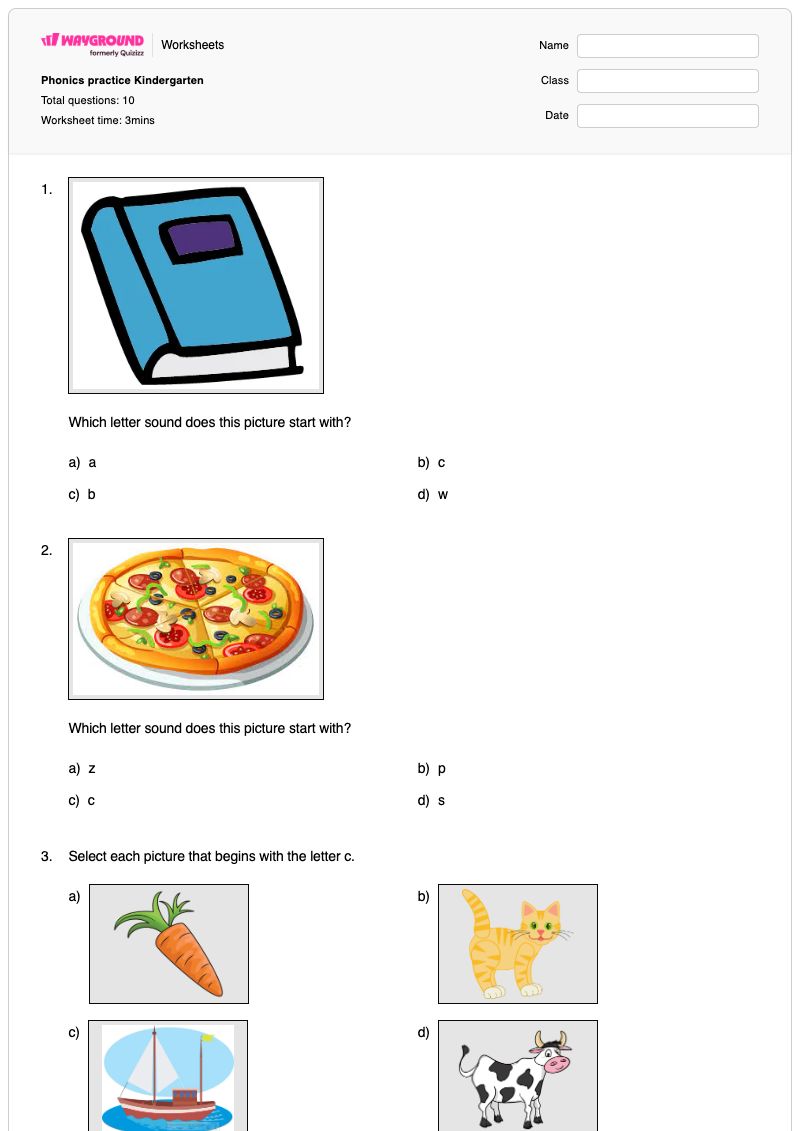 Phonics practice Kindergarten - Printable The-letter-z Worksheets - Wayground