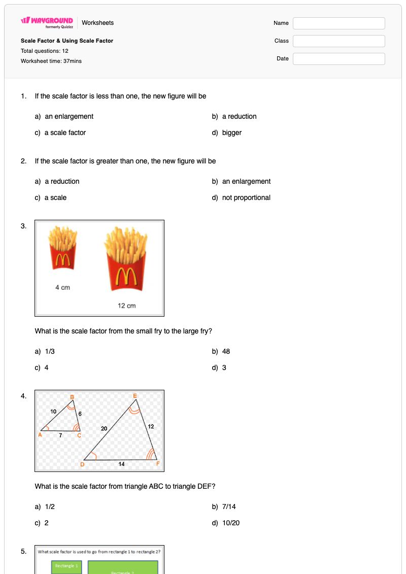Scale Factor & Using Scale Factor - พิมพ์ได้ Scale-factor เวิร์กชีท - Wayground