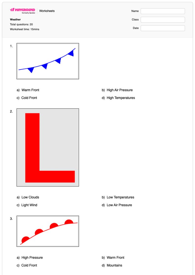 Weather - Printable Atmospheric-pressure Worksheets Grade 8 - Wayground
