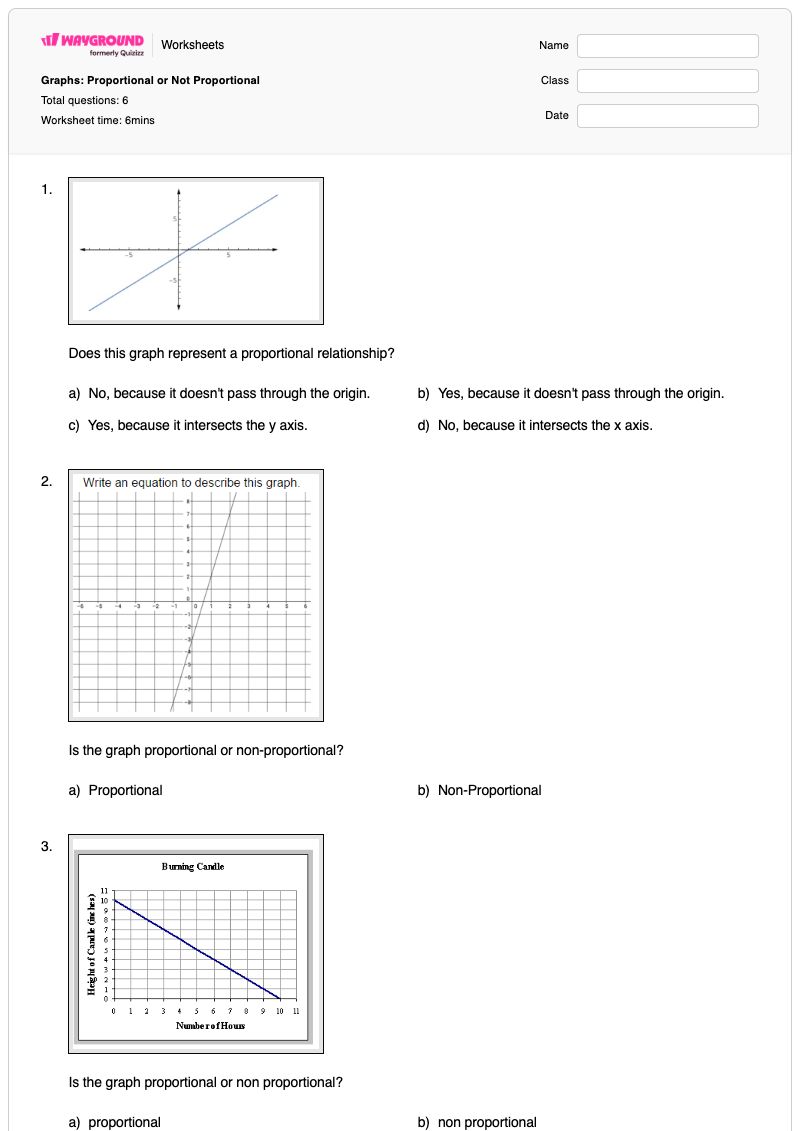 Graphs: Proportional or Not Proportional - Printable Proportional-relationships Worksheets - Wayground