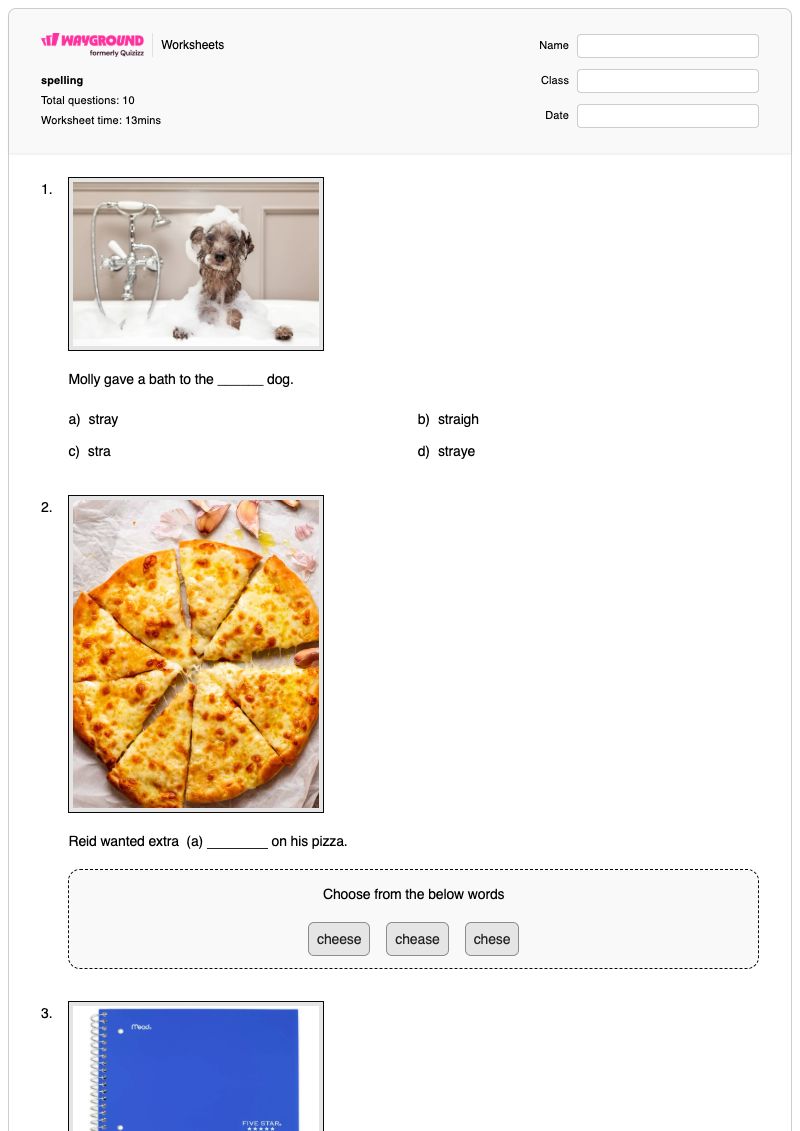 spelling - Printable Sentence-copying Worksheets Year 3 - Wayground