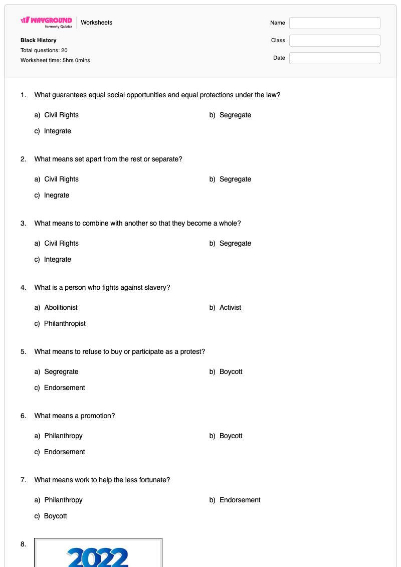 Black History - Free Printable Worksheet | Wayground