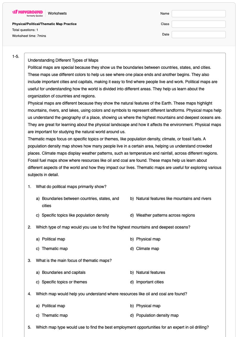 Physical/Political/Thematic Map Practice - Printable Analyzing-political-cartoons Worksheets Grade 6 - Wayground