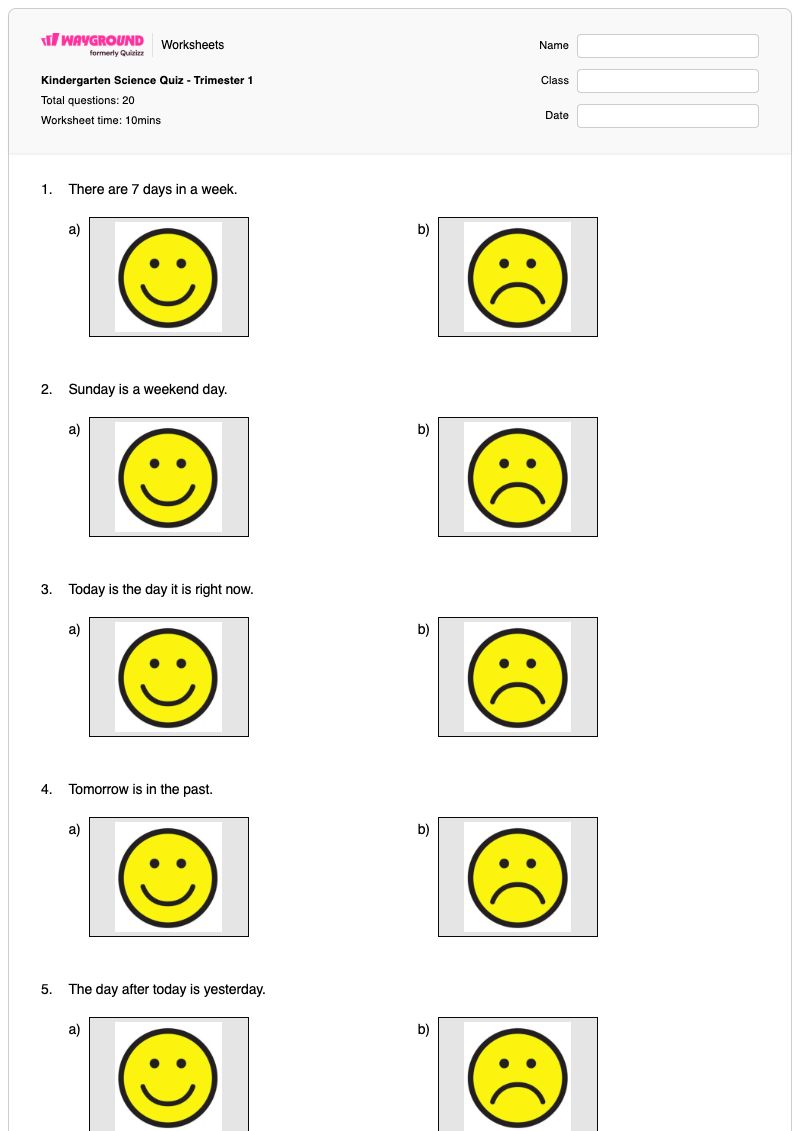 Kindergarten Science Quiz - Trimester 1 - Printable Seasons Worksheets Kindergarten - Wayground