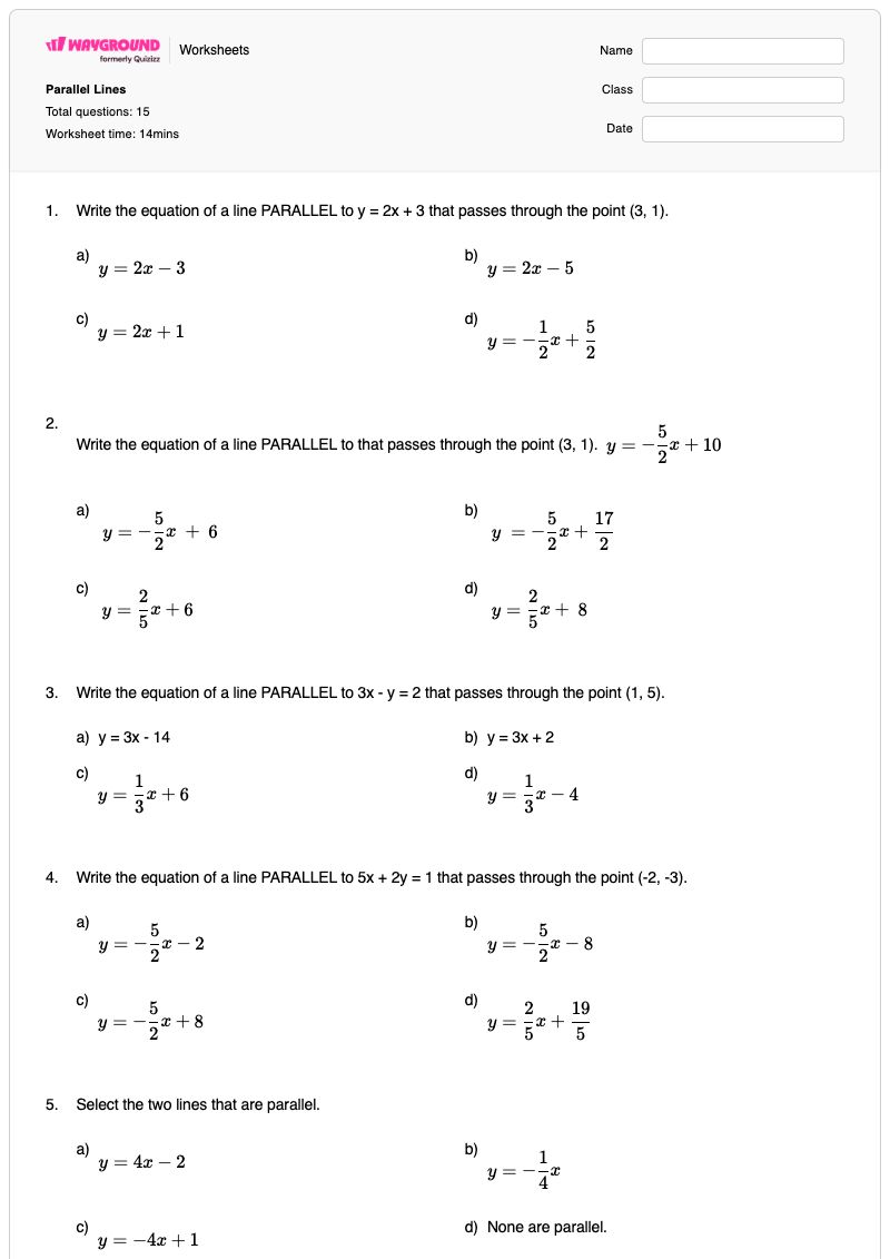 Parallel Lines - Printable Writing Worksheets Kindergarten - Wayground