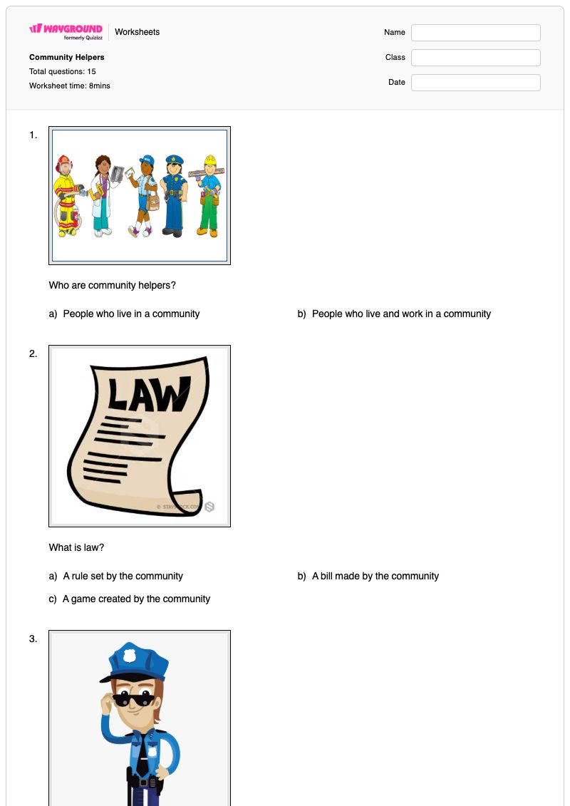 Community Helpers - Printable Community-cultures Worksheets Class 3 - Wayground