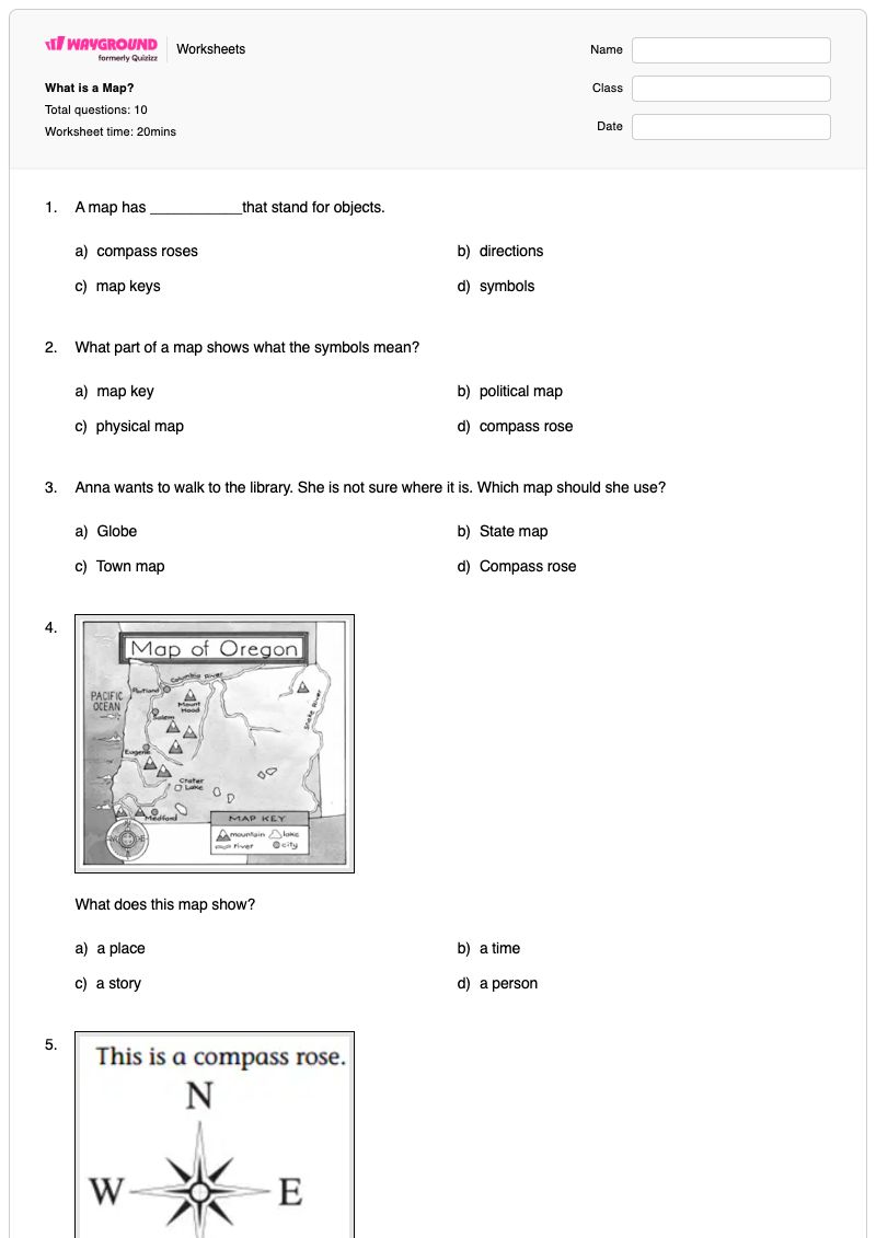 What is a Map? - พิมพ์ได้ World-map เวิร์กชีท ระดับ 1 - Wayground