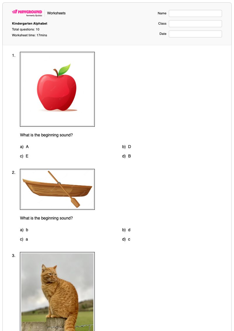 Kindergarten Alphabet - Printable Alphabet-charts Worksheets Kindergarten - Wayground
