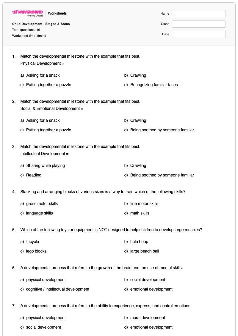 Child Development - Stages & Areas - Printable Fine-motor-skills Worksheets - Wayground
