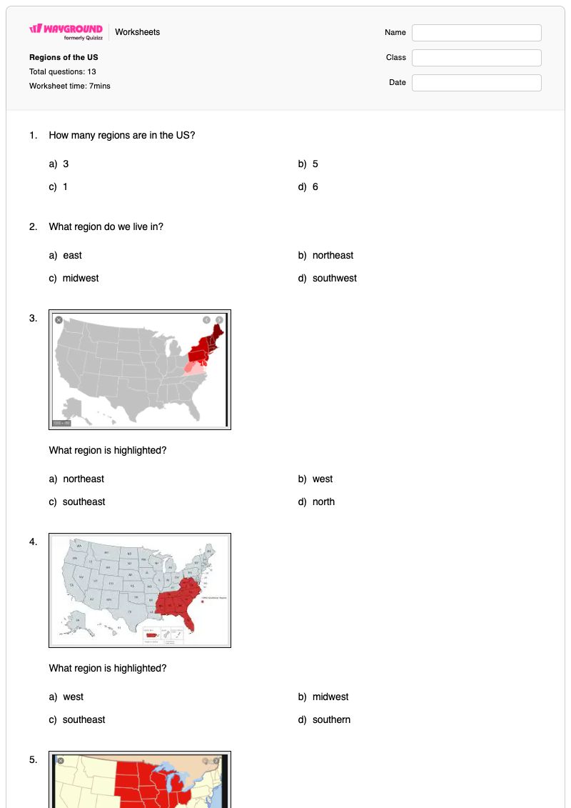 Regions of the US - Printable Regions-of-the-united-states Worksheets - Wayground