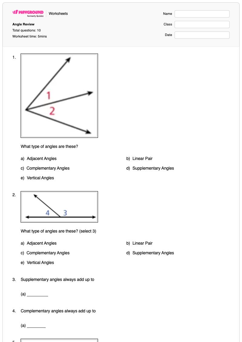 Angle Review - Printable Finding-quadrant-of-an-angle Worksheets Class 10 - Wayground