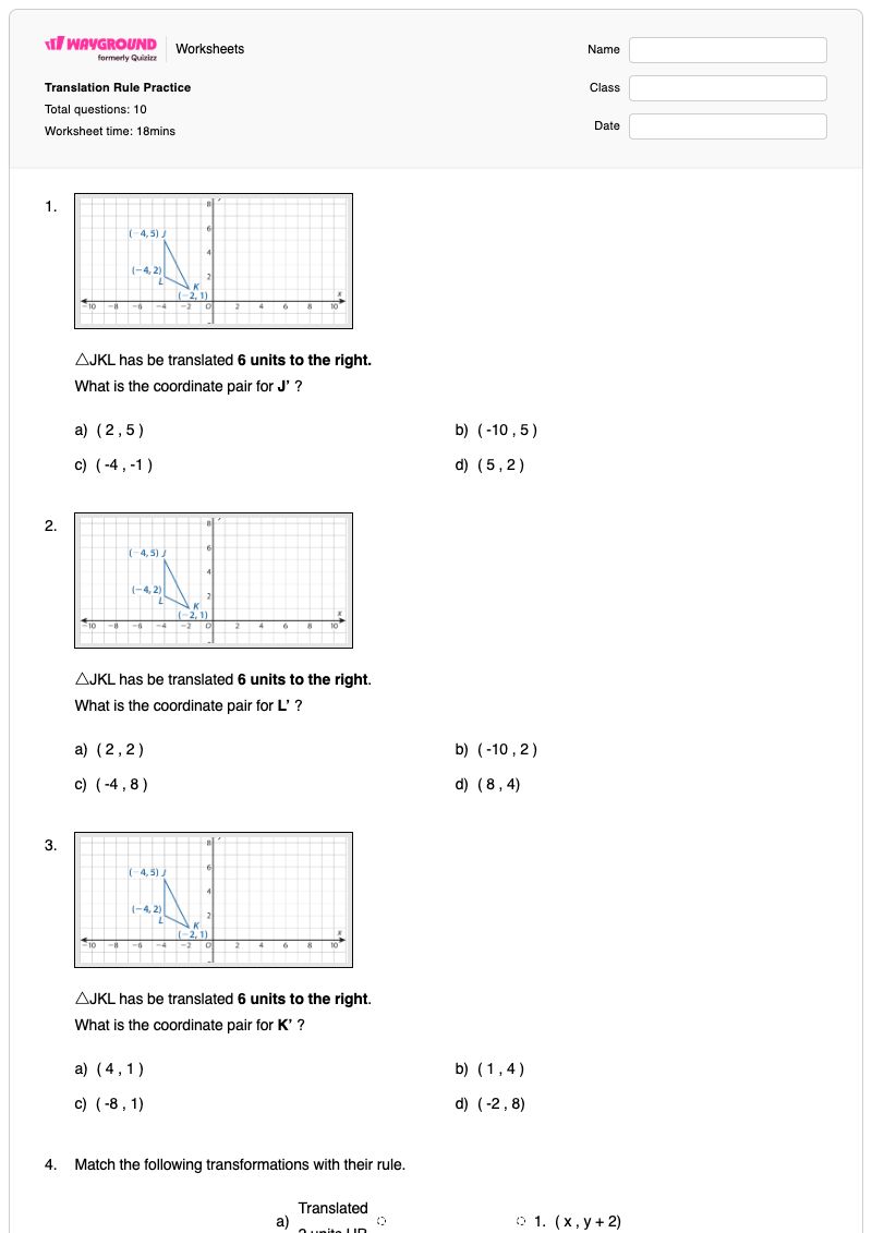 Translation Rule Practice - Printable Reading-metric-ruler Worksheets Class 8 - Wayground