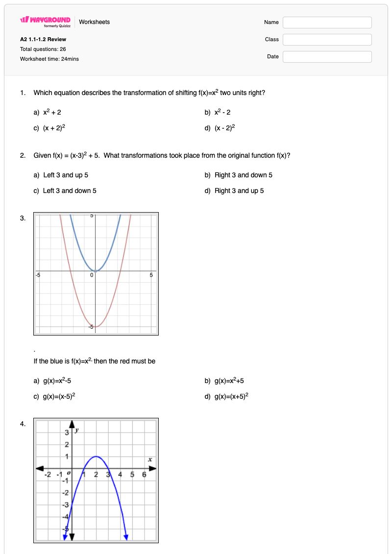 A2 1.1-1.2 Review - พิมพ์ได้ ฟังก์ชันและการแปลงข้อมูลหลัก เวิร์กชีท - Wayground