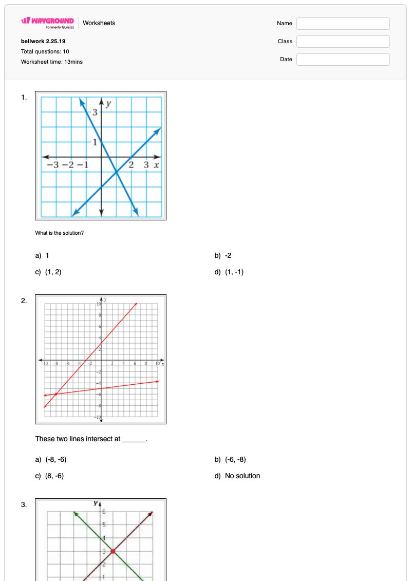 bellwork 2.25.19 - พิมพ์ได้ Equations-with-no-solutions เวิร์กชีท - Wayground