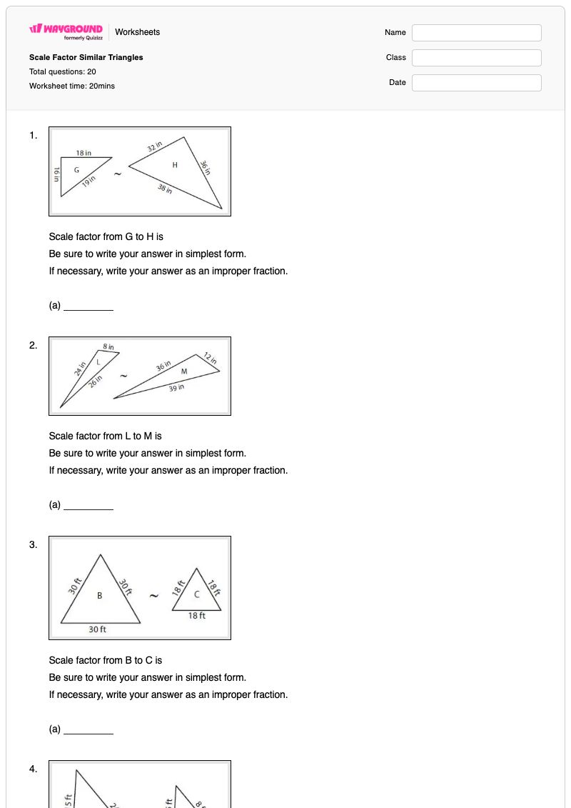 Scale Factor Similar Triangles - พิมพ์ได้ Scale-factor เวิร์กชีท - Wayground