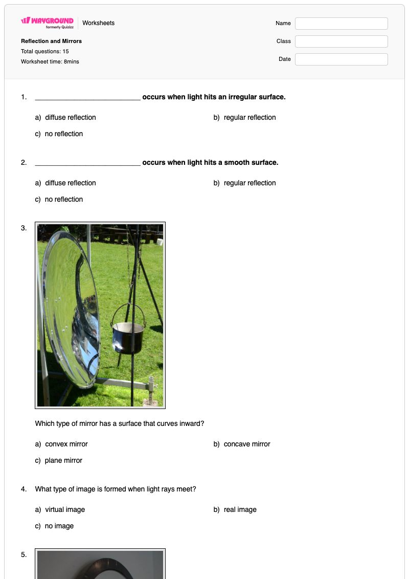 Reflection and Mirrors - Printable Convex-mirrors Worksheets - Wayground