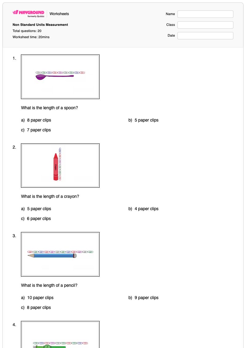 Non Standard Units Measurement - Printable Non-standard-units Worksheets Grade 1 - Wayground