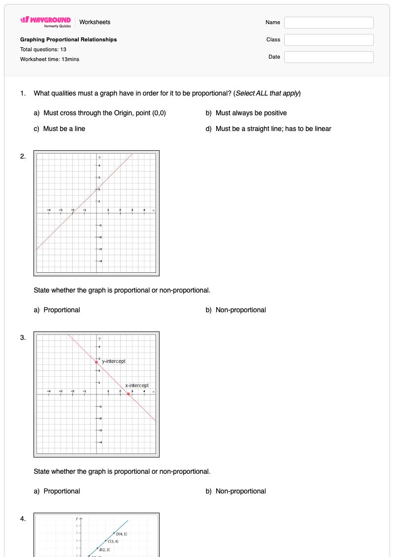 Graphing Proportional Relationships - พิมพ์ได้ Graphing-data เวิร์กชีท ระดับ 7 - Wayground